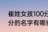 崔姓女孩100分的名字 崔姓女孩100分的名字有哪些