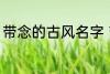 带念的古风名字 带念的古风名字精选