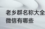 老乡群名称大全微信 老乡群名称大全微信有哪些